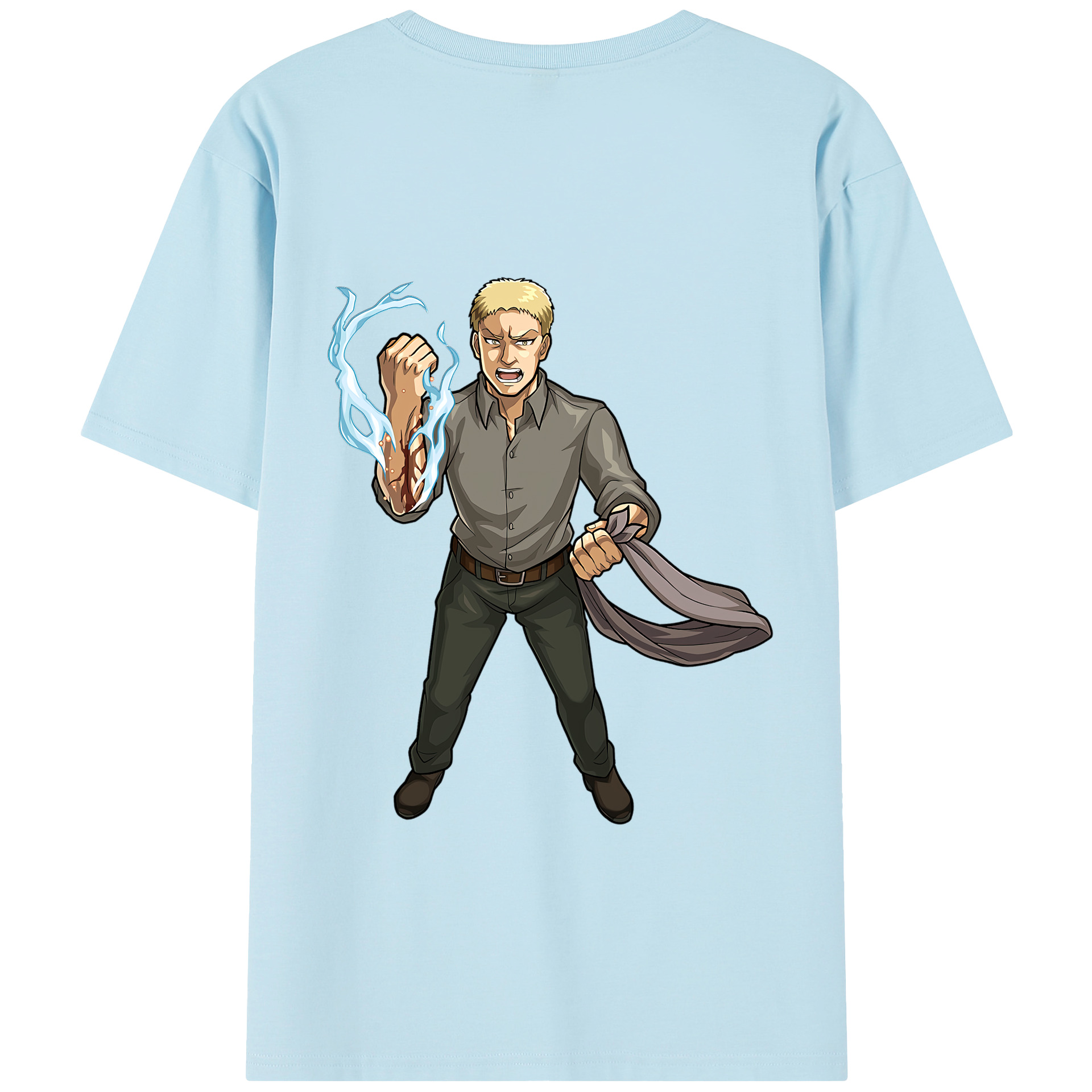 （画像用） 進撃の巨人 ライナー・ブラウン Attack on Titan Reiner Braun 綿100％半袖Tシャツ（背面プリント）